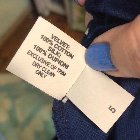 Vintage 80s Blue Girls Velvet Silk Party Dress - Picture 5 of 6